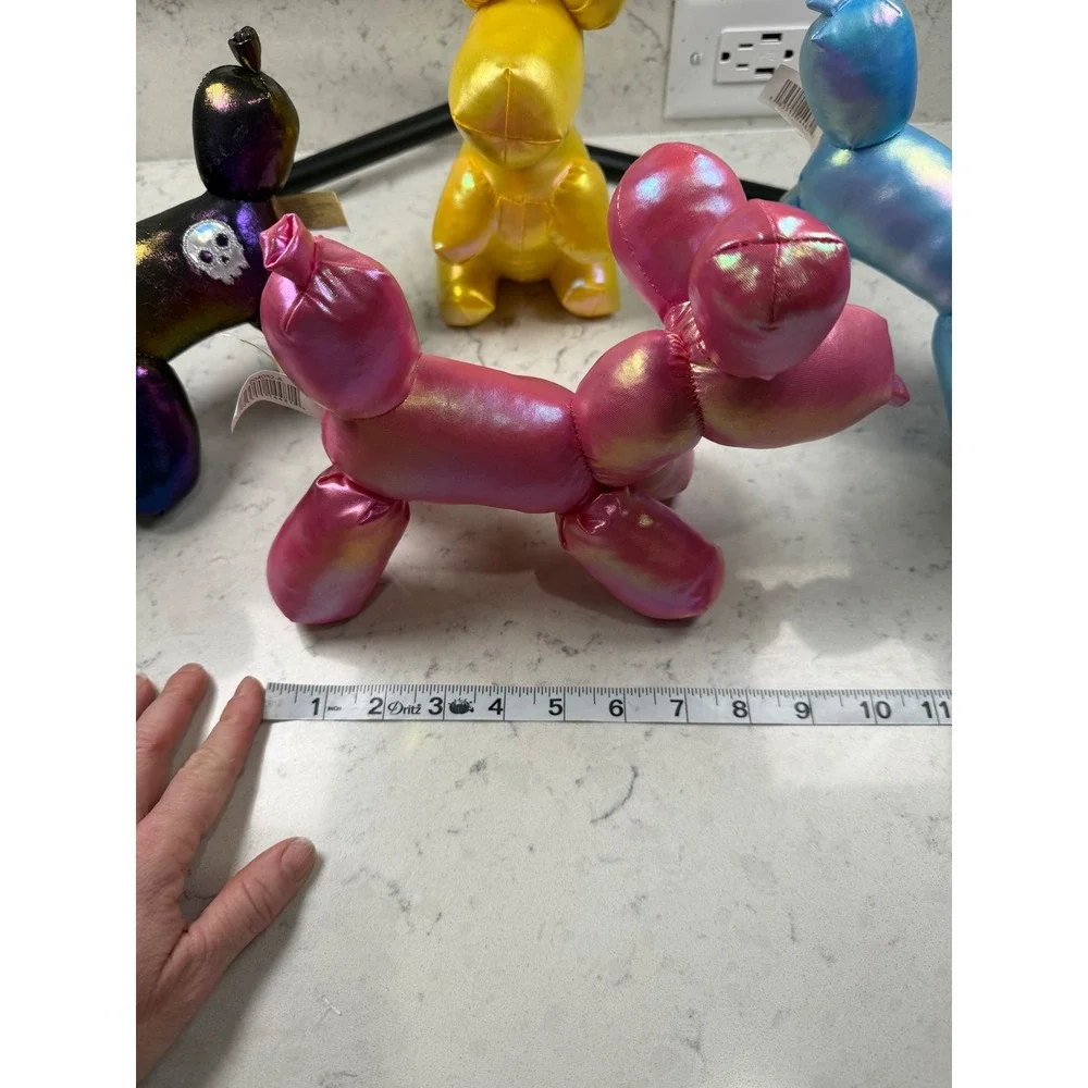 Balloon Animal Plush Set 4pc Iridescent Metallic Dog Bunny Pop Art Toys 204052-A
